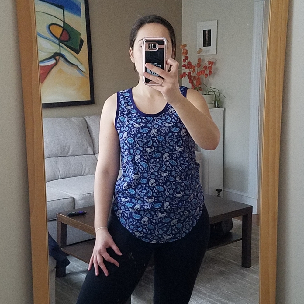 Manoush Blue Paisley Print Silk Shell Sleeveless Blouse